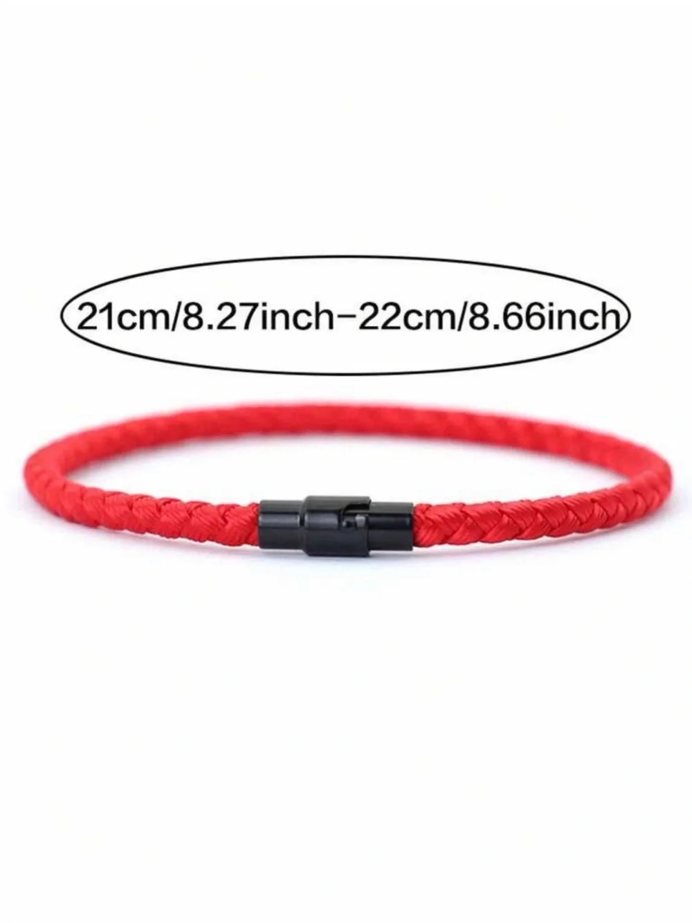 Red Braided Cord Bracelet with Black Magnetic Clasp waterproof